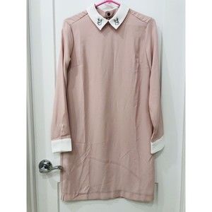 Victoria Beckham Blush Pink Collared Dress-Rabbit Collar S